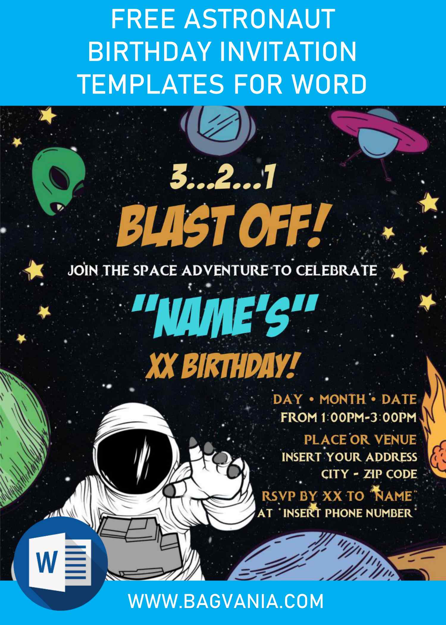 free astronaut birthday invitation templates for word | free