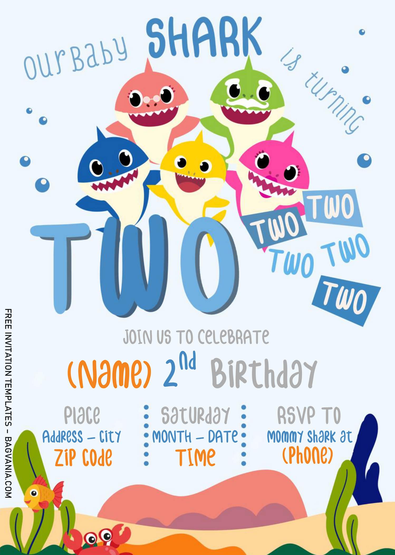 Editable Baby Shark Invitation Template Free Download Editable Baby Shark Invitation Template Free Download