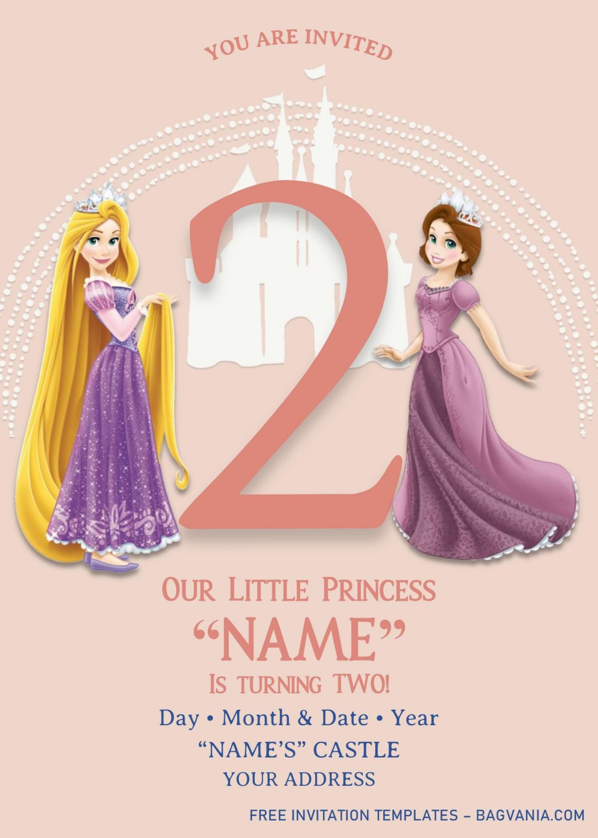 Disney Princess Birthday Invitation Templates Editable With Ms Word