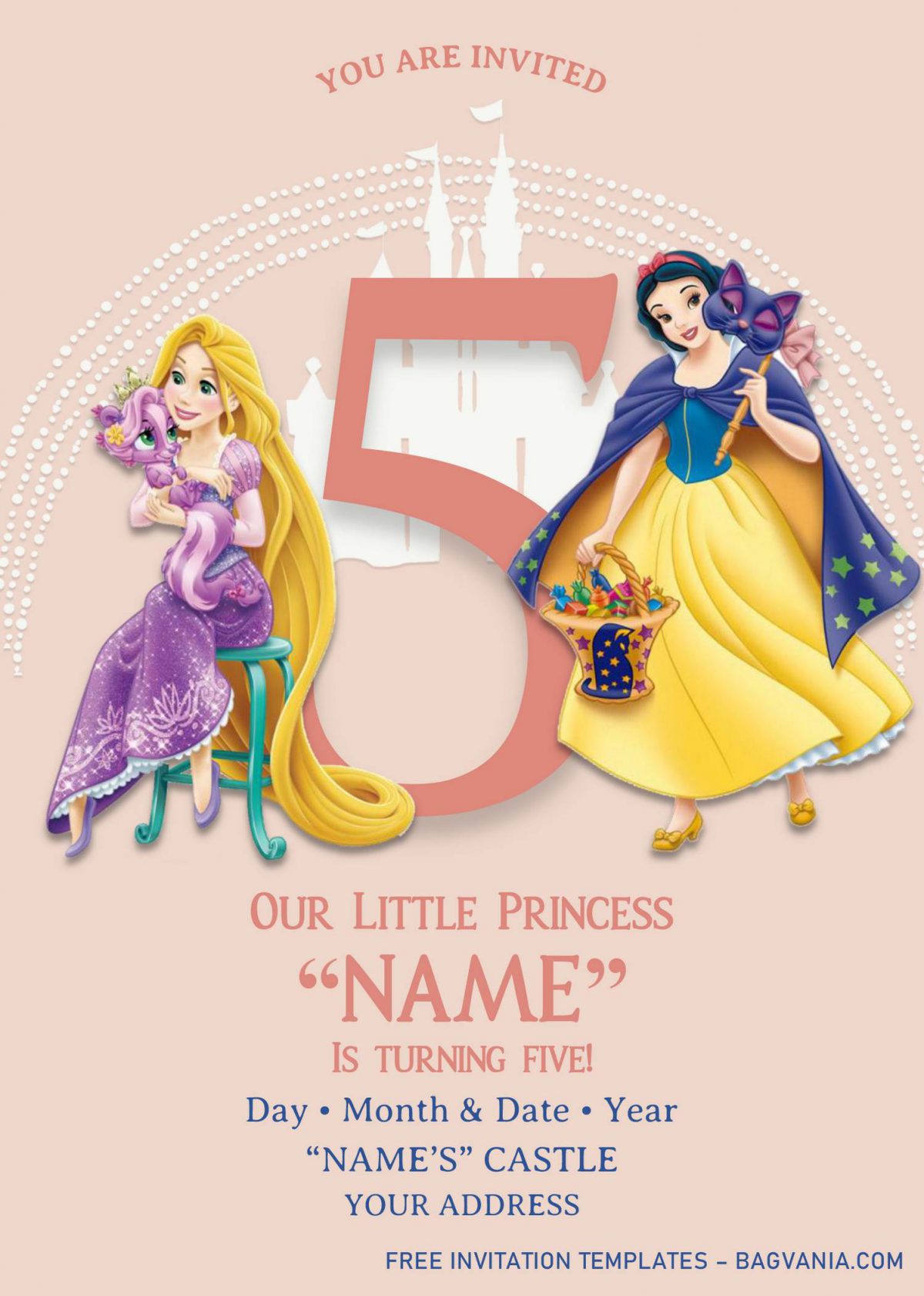 Disney Princess Birthday Invitation Templates Editable With Ms Word