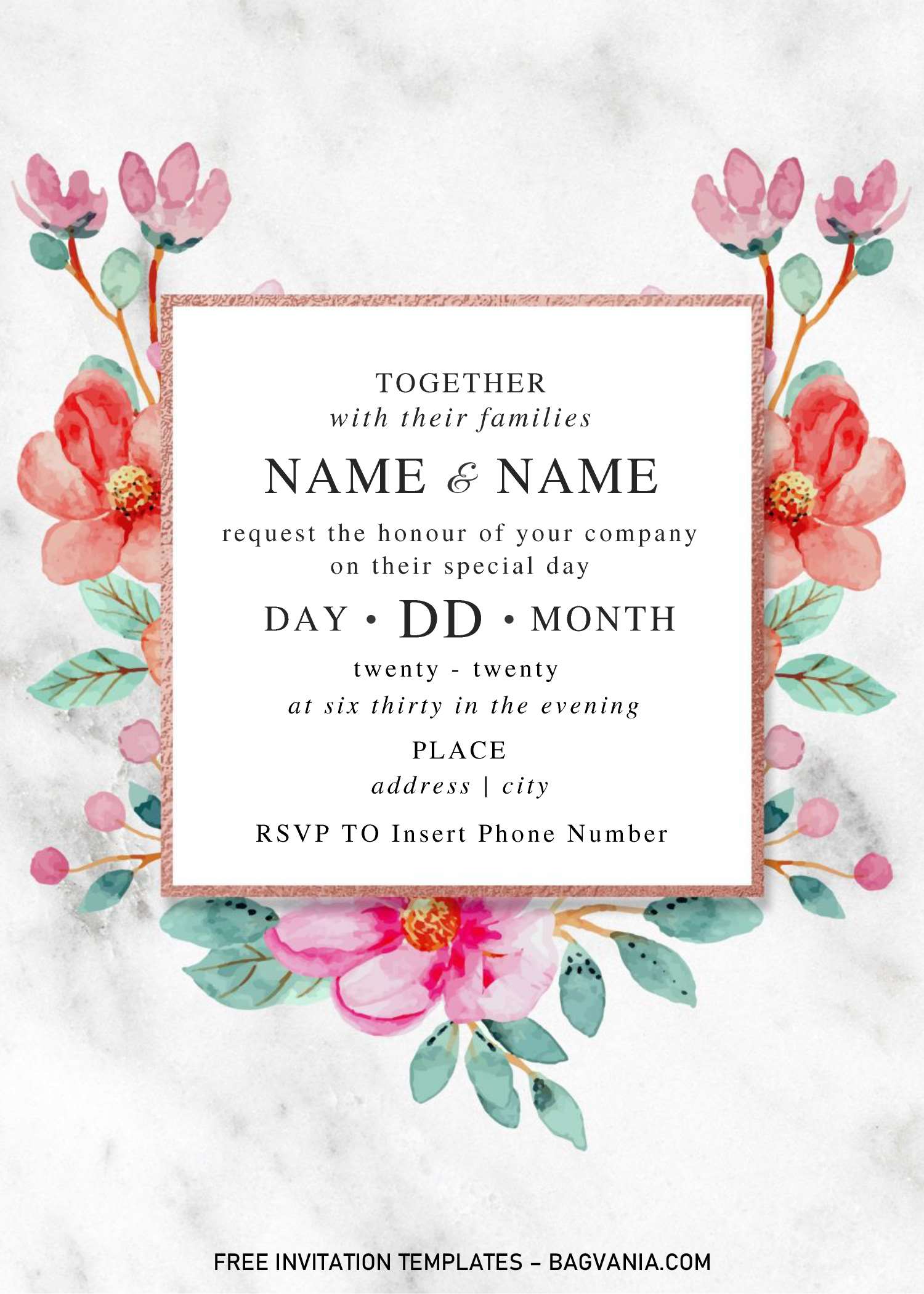 Festive Floral Wedding Invitation Templates