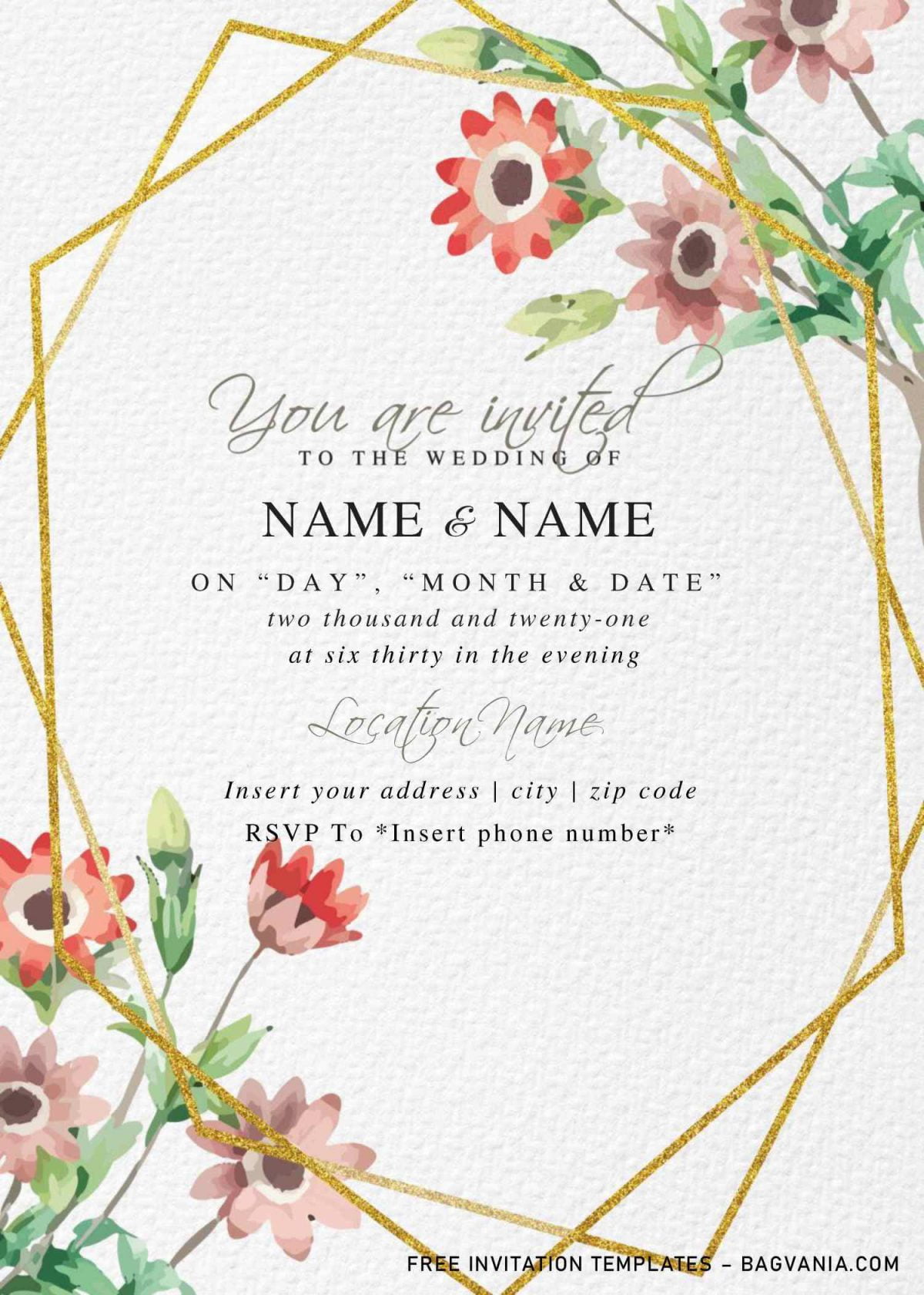 Free Botanical Floral Wedding Invitation Templates For Word FREE 