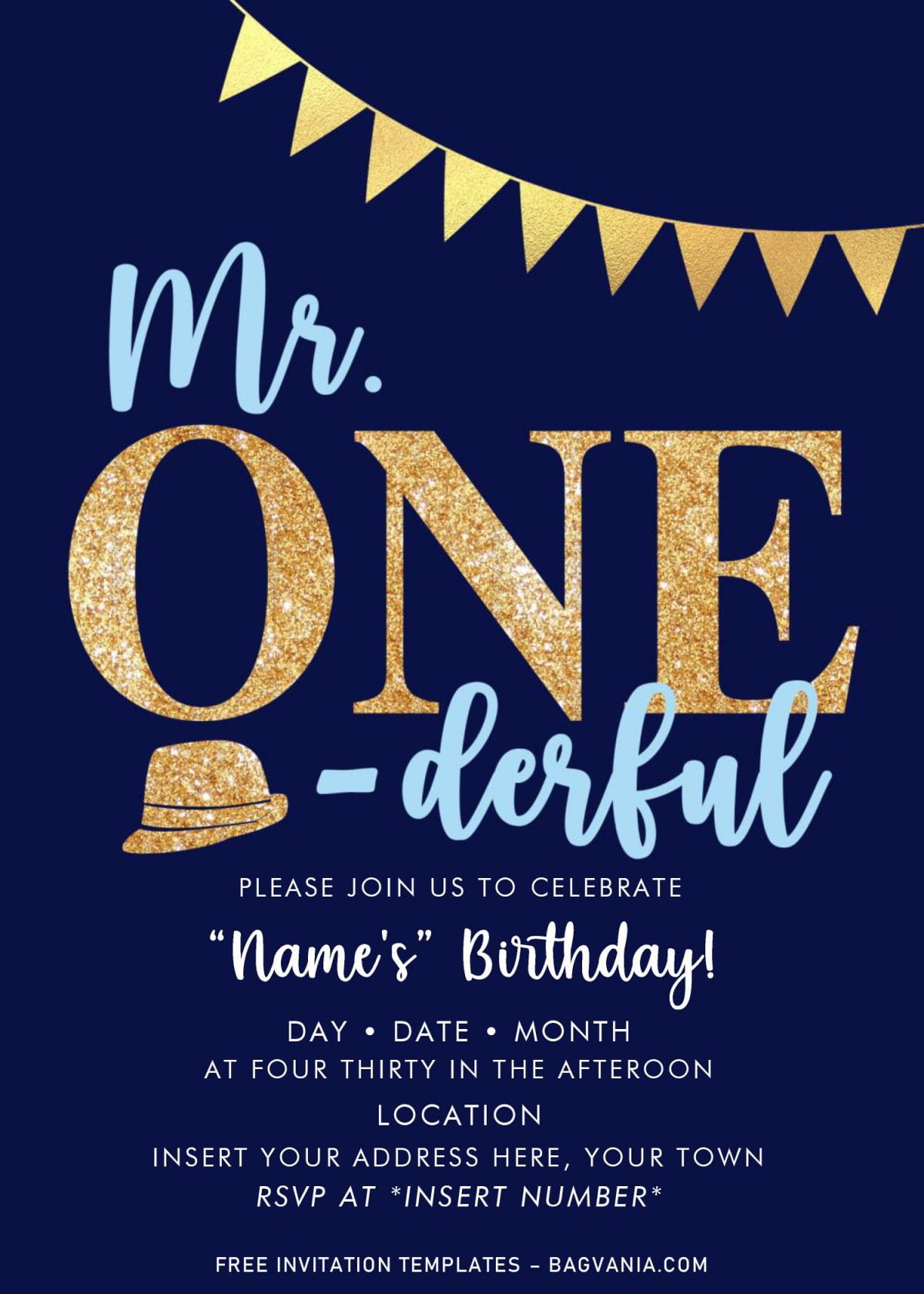Free Mr. Onederful Birthday Party Invitation Templates For Word FREE