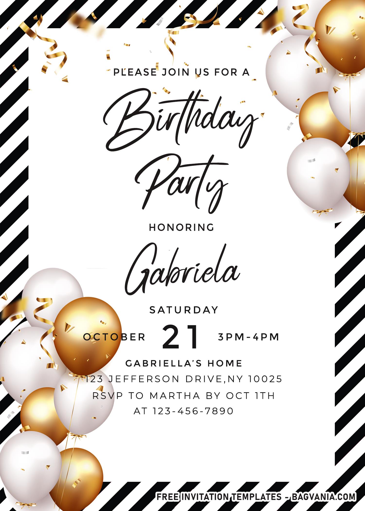 7 Cute And Elegant Balloons Themed Birthday Invitation Templates Free Printable Birthday Invitation Templates Bagvania