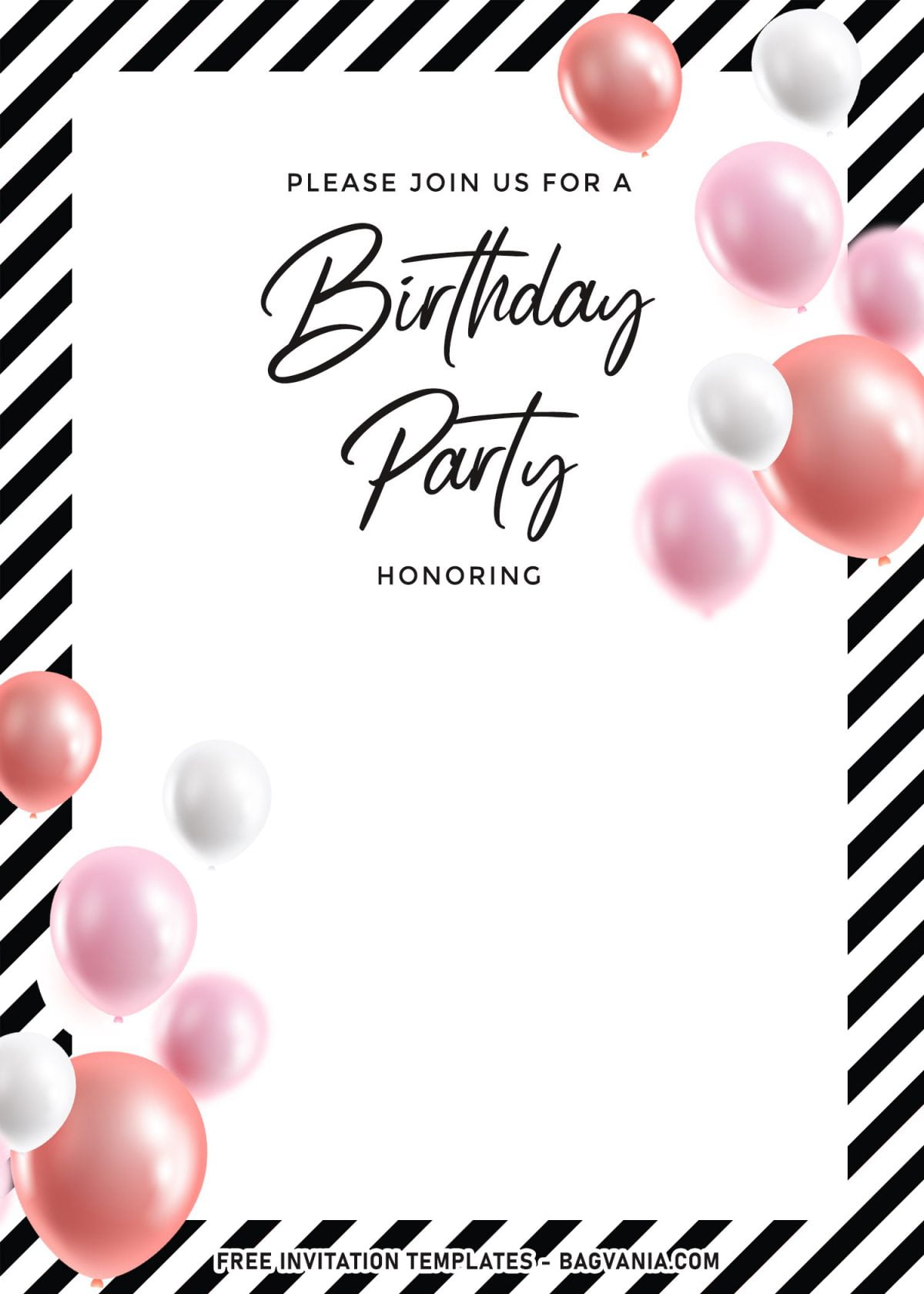 7 Cute And Elegant Balloons Themed Birthday Invitation Templates FREE Printable Birthday