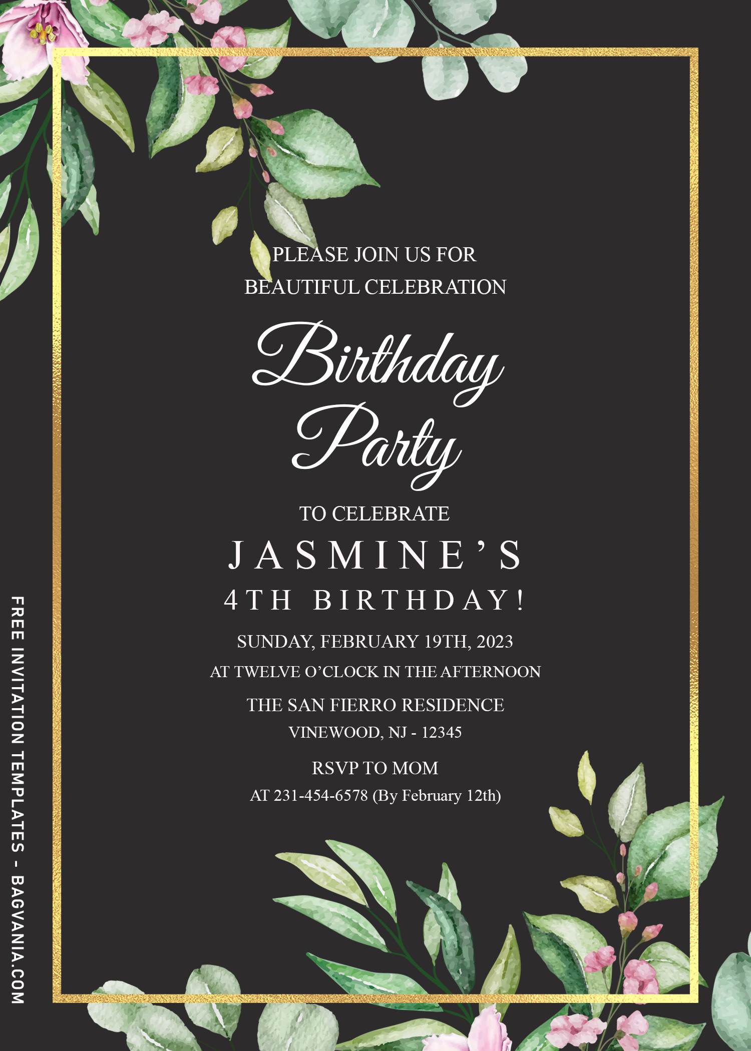 8+ elegant watercolor greenery eucalyptus birthday invitation