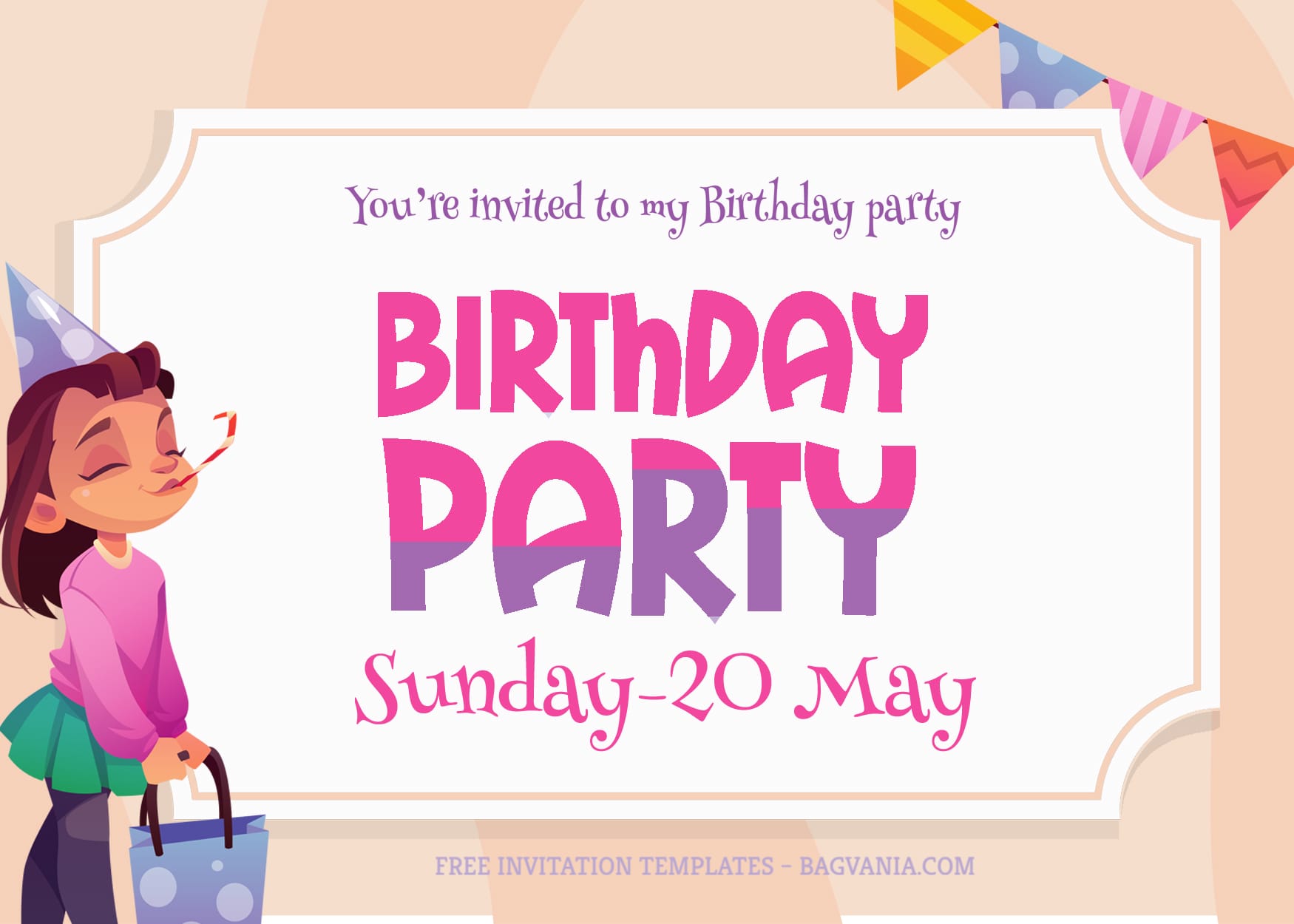 8+ Pretty Cartoon Card For Girls Birthday Invitation Templates | FREE  Printable Birthday Invitation Templates - Bagvania