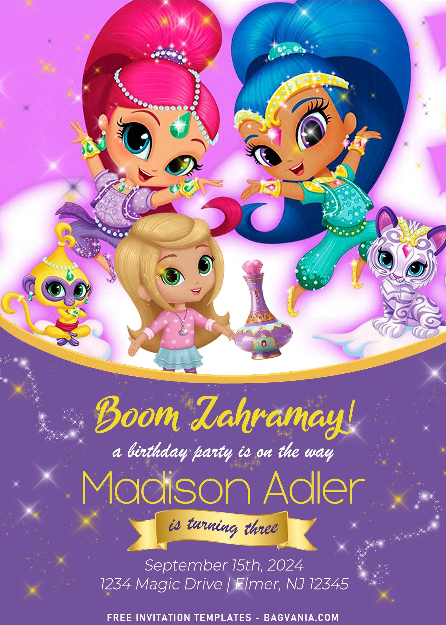 7 Shimmer And Shine Birthday Invitation Templates Free Printable Birthday Invitation Templates Bagvania