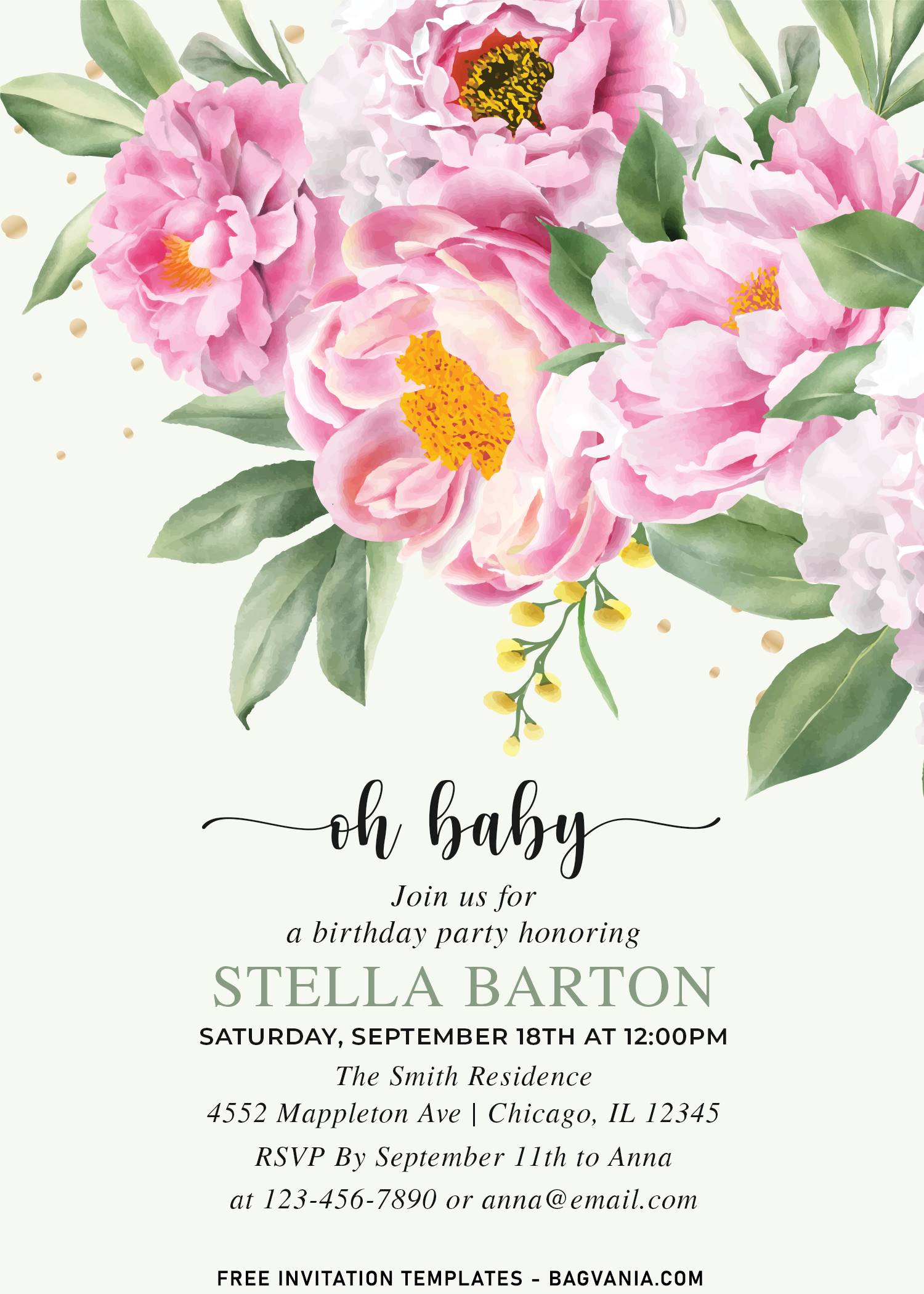 11+ Flourishing Watercolor Bouquet Of Peonies Floral Invitation Templates | FREE Printable Birthday Invitation Templates - Bagvania 11+ Flourishing Watercolor Bouquet Of Peonies Floral Invitation Templates | FREE Printable Birthday Invitation Templates - Bagvania