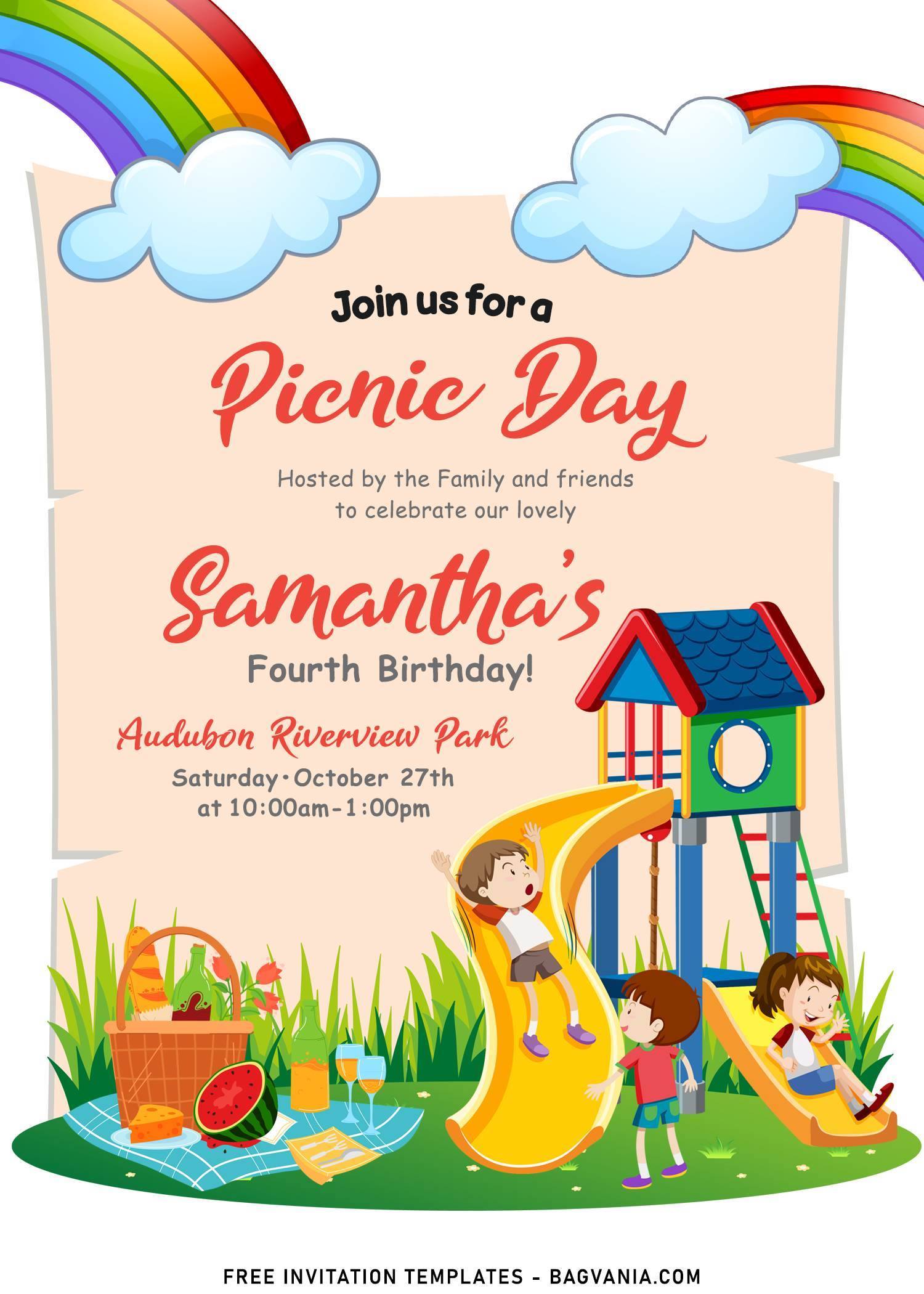 11+ Kids Picnic Day Birthday Invitation Templates Perfect For Spring | FREE  Printable Birthday Invitation Templates - Bagvania