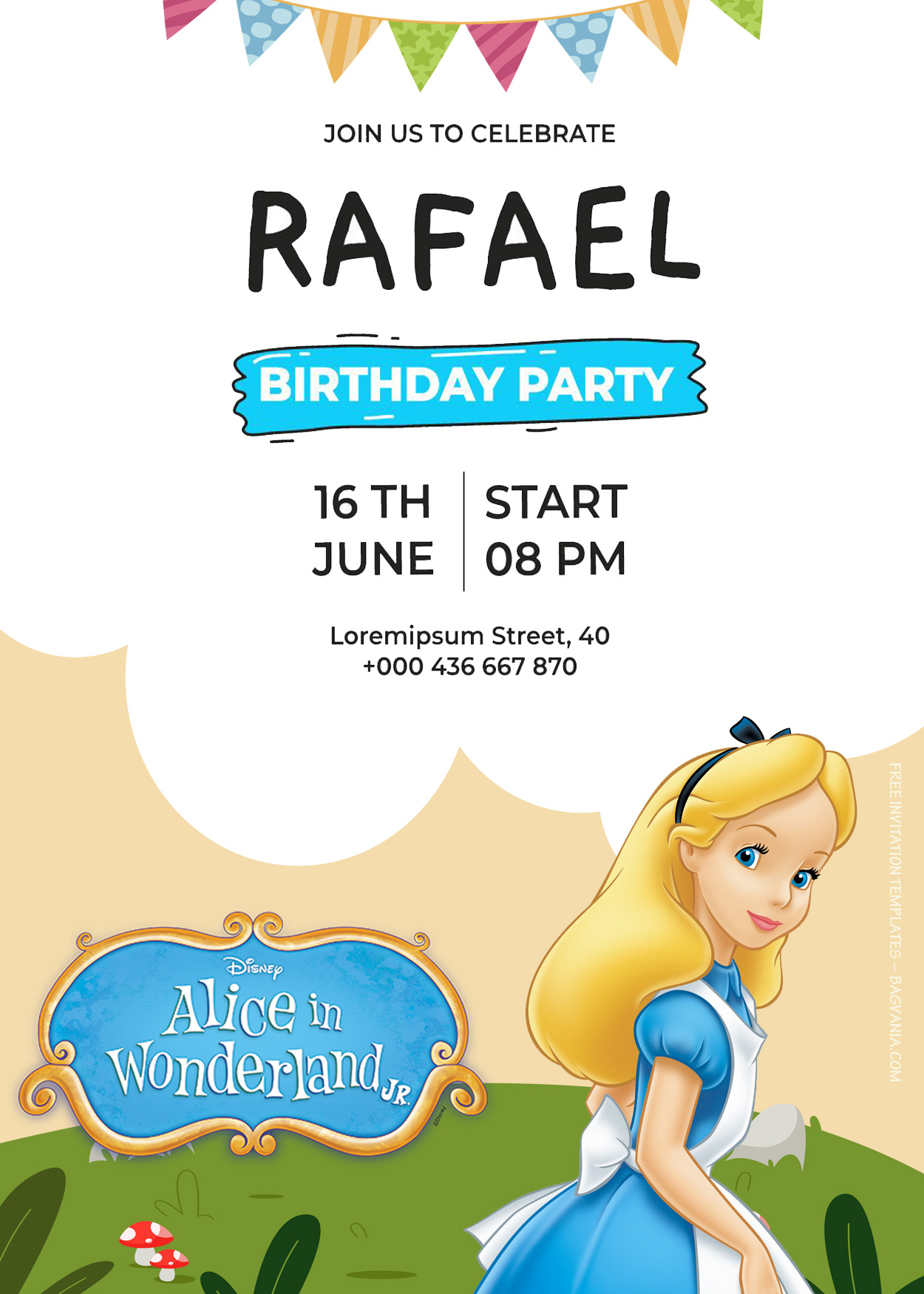 7+ Alice In The Wonderland Adventure Birthday Invitation Templates | FREE  Printable Birthday Invitation Templates - Bagvania