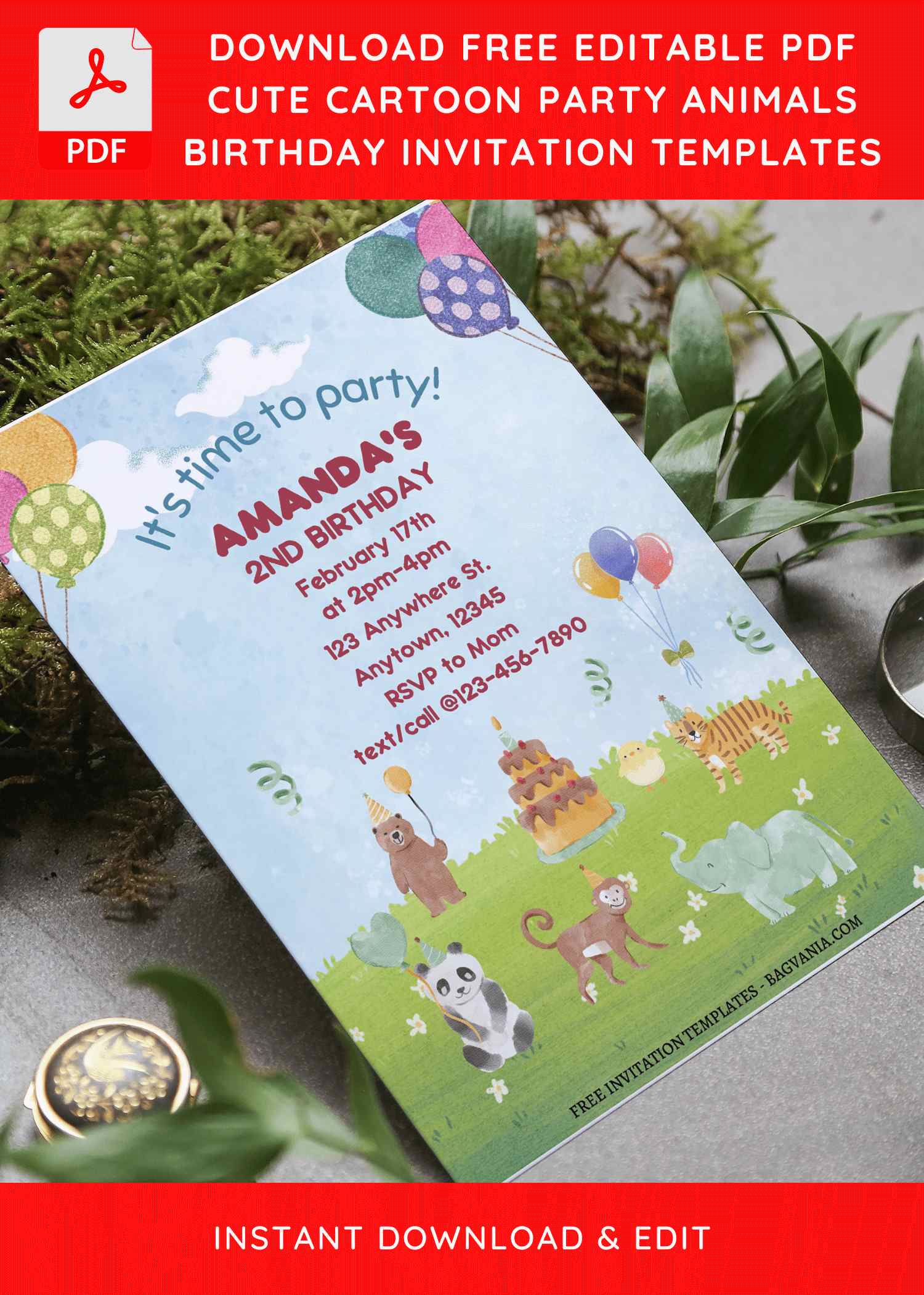 Free Editable PDF) Cheerful Party Animals Birthday Invitation Templates |  FREE Printable Birthday Invitation Templates - Bagvania