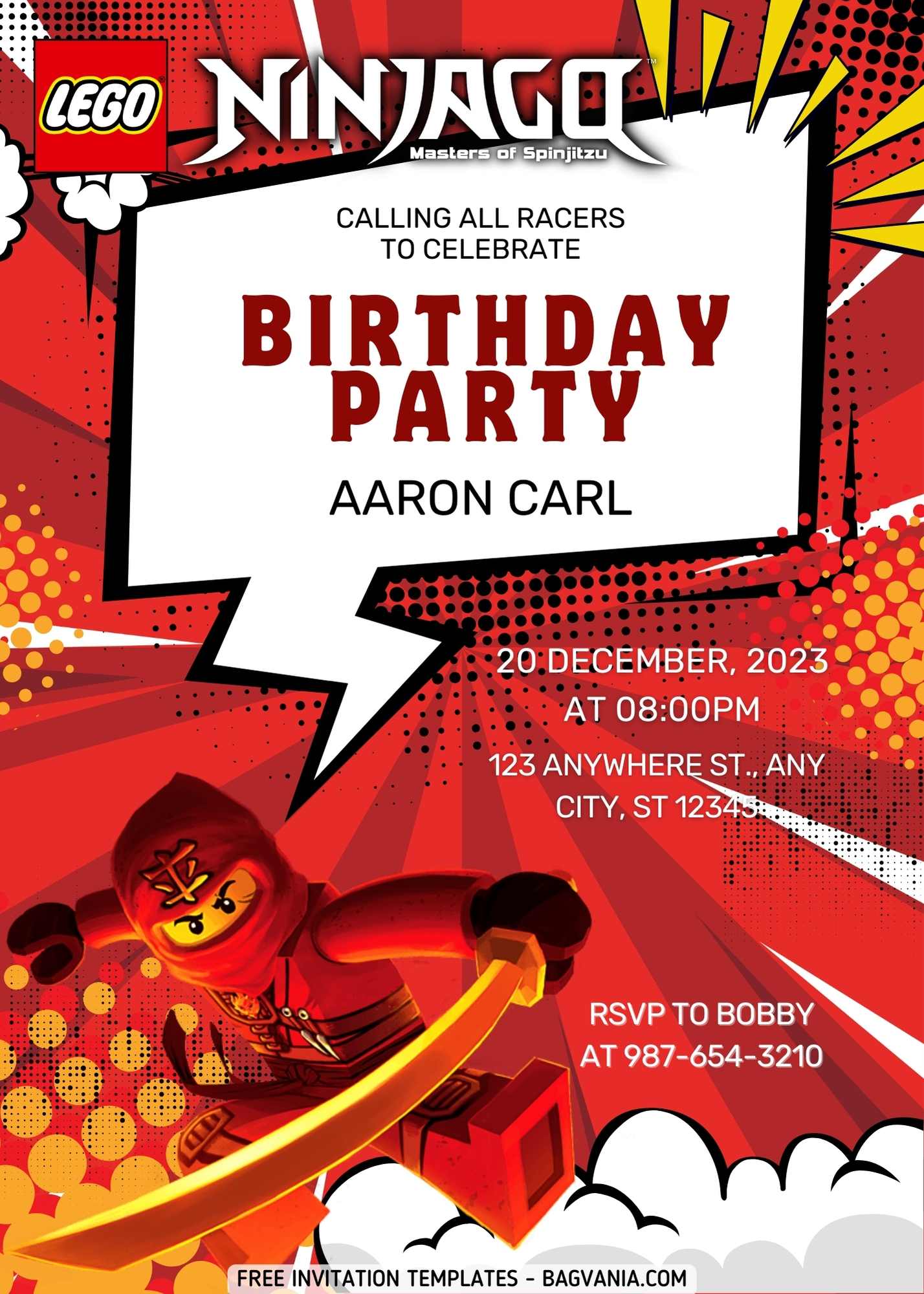 Ninjago party invitations 2025