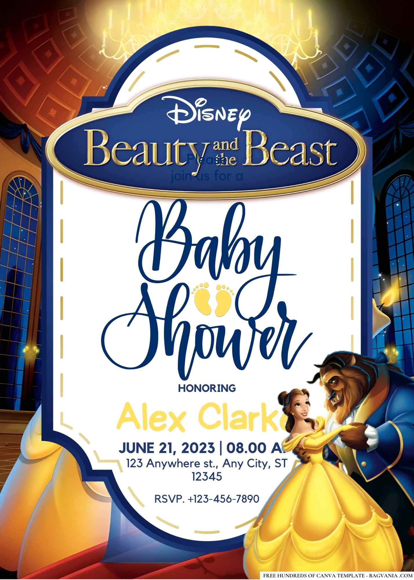 Beauty and the beast baby sales shower invitations